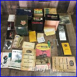 Lot of VINTAGE Empty Reel Boxes & Paperwork Including Penn, Garcia Mitchell, Etc