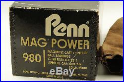 New Old Stock PENN 980 Mag Power Reel In Box NOS Vintage USA Made Model with Bag