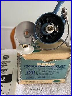 New Old Stock -Penn 720 Spin Fisher /mint With Box-papers-wrench -Penn Tissue