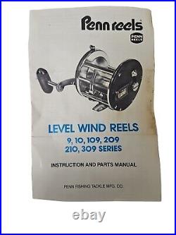 New Vintage PENN Conventional Level Wind Reel 309M Black