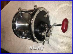 Nice Old Vintage Penn 10/0 Senator Fishing Reel With Red Handle