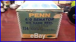 Old Vintage Penn 114 6/0 Senator Saltwater Fishing Reel in Original Box with Tools