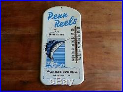 Original VINTAGE PENN REELS FISHING THERMOMETER 15 x 7.25 Made in USA