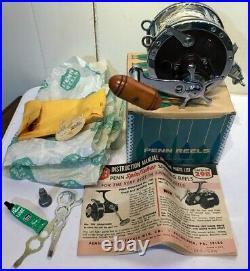 PENN 349H Master Mariner Vintage Reel Salt Water Ex Cond 1960's Orig Box + More