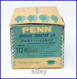 PENN 3/0 Special Senator 112H Conventional Fishing Reel w Original Box & Catalog