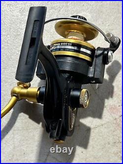 PENN 4400 SS HIGH SPEED GRAPHITE SPINNING REEL VINTAGE Gold Black Works Great