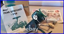 PENN 713 Spinning Reel. Greenie Box, Papers, Washer and Lube. EX COND. USA