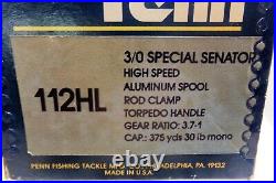 PENN Fishing Reel 112-HL Saltwater 3/0 Special Senator High Speed Clamps Vintage