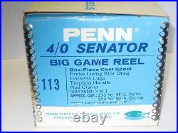 Penn 4/0 Senator Big Game One Piece Cast Spool Reel 113 Box Never Used Fr Ship