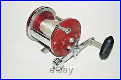 Penn 500S Jigmaster Vintage Conventional Fishing Reel Made In USA Red Smooth