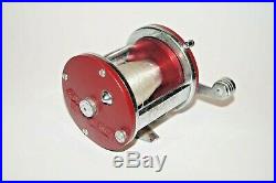 Penn 500S Jigmaster Vintage Conventional Fishing Reel Made In USA Red Smooth