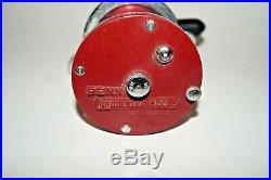 Penn 500S Jigmaster Vintage Conventional Fishing Reel Made In USA Red Smooth