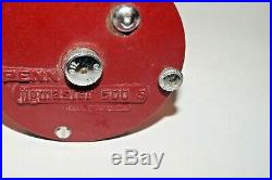 Penn 500S Jigmaster Vintage Conventional Fishing Reel Made In USA Red Smooth
