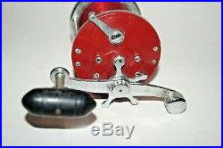 Penn 500S Jigmaster Vintage Conventional Fishing Reel Made In USA Red Smooth