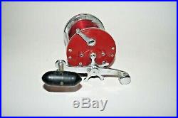 Penn 500S Jigmaster Vintage Conventional Fishing Reel Made In USA Red Smooth