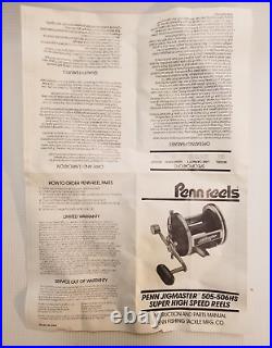 Penn 505HS Jigmaster High Speed Fishing Reel, Vintage, With Box, Made in USA