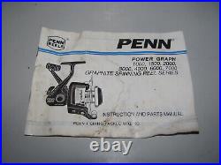 Penn 6000 Power Graph Skirted Spool Spinning Reel Made In Japan In Box As Shown