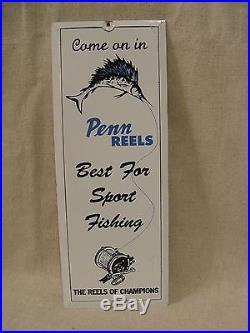 Penn Fishing Reels Marlin Fish Advertising Door Push Metal Advertising Sign