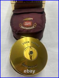 Penn International 4g Fly Fishing Reel Vintage Gold Rare With Case