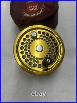 Penn International 4g Fly Fishing Reel Vintage Gold Rare With Case