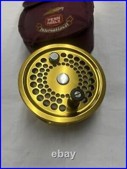 Penn International 4g Fly Fishing Reel Vintage Gold Rare With Case
