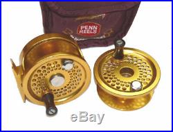 Penn International gold 1.5 salt water fly reel & spare spool with Penn case