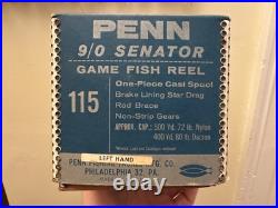 Penn LEFT HAND 9/0 Senator Red Handle Fishing Reel LEFTY MADE IN USA VINTAGE 115