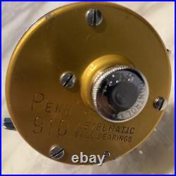 Penn Level Matic 910 Double Handle Vintage Rare Silver Clutch Good Condition