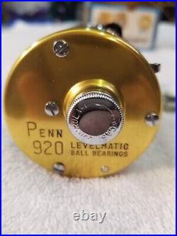 Penn Levelmatic No. 920 Gold Bait Casting Reel, Vintage, New in Box, Made in USA