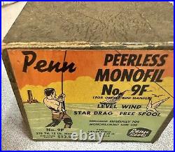 Penn Peerless Baitcasting No. 9 Reel Vintage Green in Box Tool Grease Book Nice