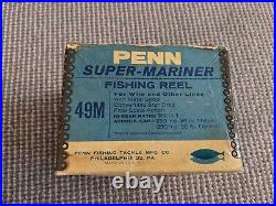 Penn Reel No 49 Super Mariner With Box, Manual, & Extras Vintage Fishing