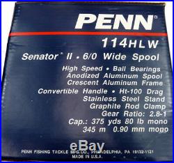 Penn Senator 2 114H reel 6/0 high speed multiplier factory reconditioned in box