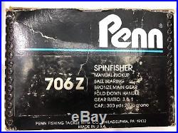 Penn spinfisher 706Z. Spinning reel. BNIB. Vintage reel, made in usa