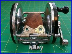 RARE Early 40's Penn Long Beach Reel with Pflueger Leather Thumb Drag Vintage