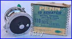RARE MINT Penn'Senator' 110 Green Torpedo Handle Metal Spool Fishing Reel