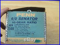 RED Vintage Unused PENN SENATOR 114H 6/0 Saltwater Reel in Box Philadelphia USA