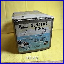 Rare Vintage Penn 1/0 Senator 110 Fishing Reel Red Swirl CB Handle WithBox Cleaned