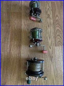 Two (2) used Penn Peerless No. 9 And Penn No. 85 right hand casting reels