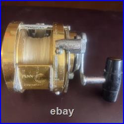 Used Vintage Penn International 20 Gold Single-Speed Lever-Drag Fishing Reel