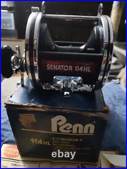 VINTAGE (PENN) 114 HL 6/0 HIGHSPEED TROLLING REEL with BOX, PAPERWORK, TOOL