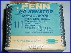 VINTAGE PENN NO. 111-2/0 SENATOR FISHING REEL NEAR MINT