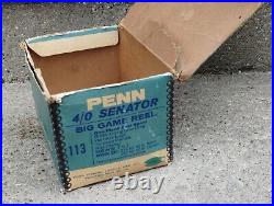 VINTAGE PENN SENATOR 4/0 113 Big Game Reel BOX MANUAL NEWithSEALED HARDWARE