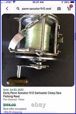 VINTAGE Penn 115 Senator 9/0 Conventional Fishing Reel Made In USA VERY CLEAN