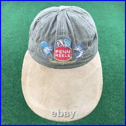 VTG 90S Penn Reels International Fishing Long Bill Strapback Hat Marlins Mens