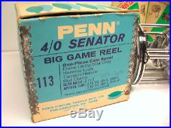 VTG NOS 50s 60s Penn Senator 4/0 113 113H Fishing Reel Big Game Saltwater WithBox