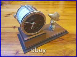 Very Rare 1972 Penn 49 reel Clock Made By MARINE TIME CO With TEAK BASE vintage
