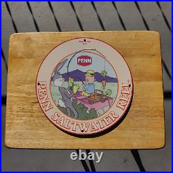 Vintage 1953 Penn Saltwater Fishing Reel'Bugs Bunny' Porcelain Gas & Oil Sign