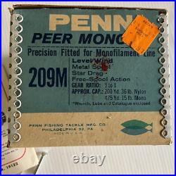 Vintage 209 PENN PEER Fishing Reel Original Box Papers Hardware