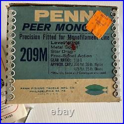 Vintage 209 PENN PEER Fishing Reel Original Box Papers Hardware