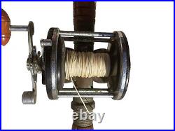 Vintage Bamboo Saltwater Fishing Pole and Penn 160 Reel Antique Rare Look! Art